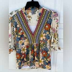 Anthropologie Blank London Stephanie Floral Top Size XS